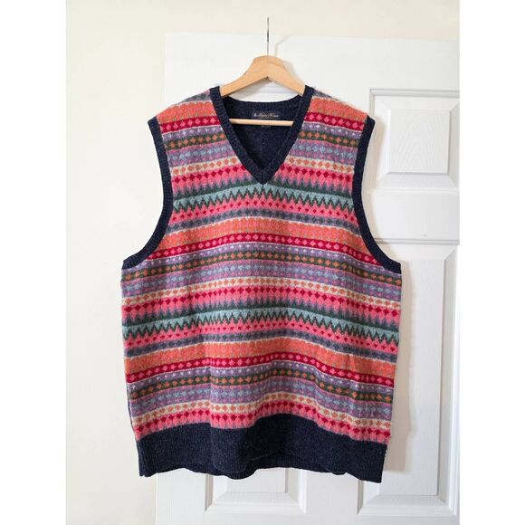 Brooks Brothers Men’s 100% Wool Colorful Design Vest Size XXL
